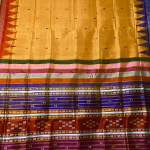 Double Aanchaal Berhampuri Silk Saree with Blouse Piece