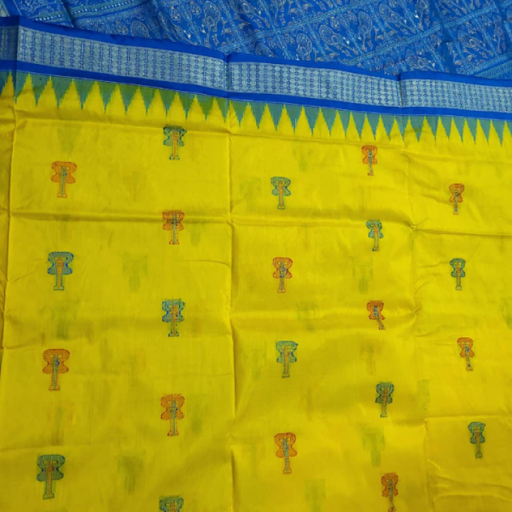 Sambalpuri Bomkai Pure Silk Saree with Matching Blouse Piece