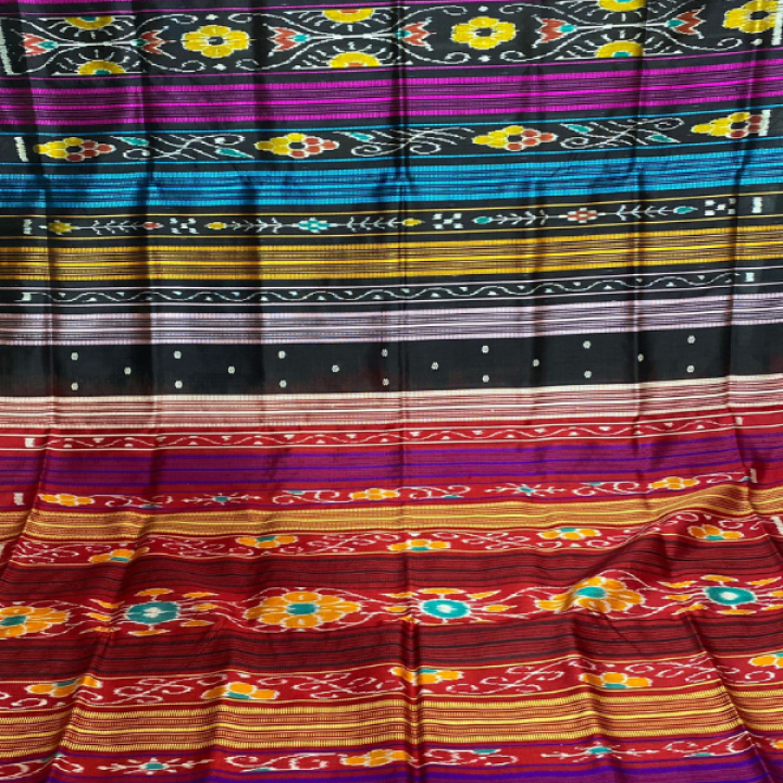 Double Aanchaal Berhampuri Silk Saree with Blouse Piece