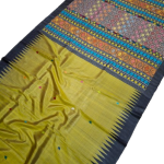 Pure / Fine Tussar Silk Saree with Beautiful Jalha Pallu with Intricate Work , all over Buti , Contrast Temple Border & Matching Blouse Piece