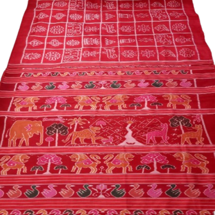 HANDMADE KHANDUA MULBERRY SILK (PATA) SAREE