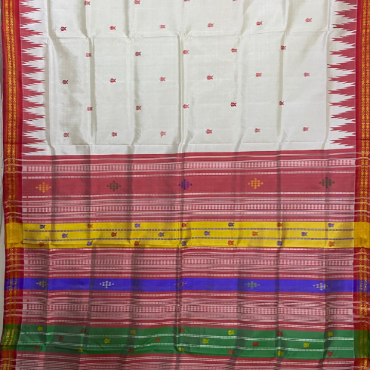 Double Aanchaal Berhampuri Silk Saree with Blouse Piece