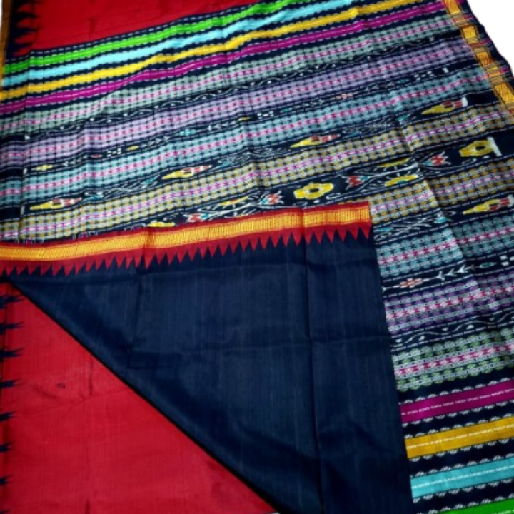 Berhampuri SINGLE PALLU Silk Saree