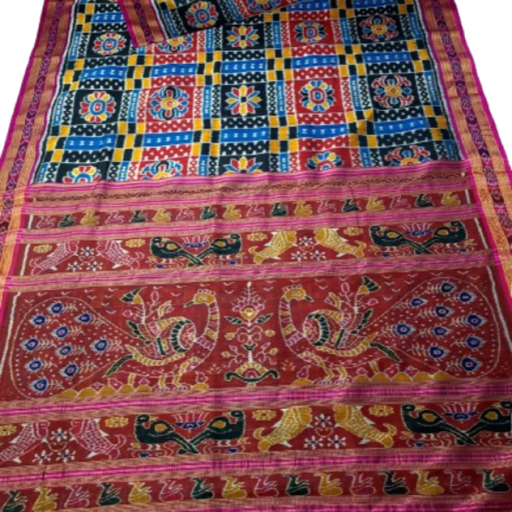 HANDMADE KHANDUA MULBERRY SILK (PATA) SAREE