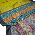 Pure / Fine Tussar Silk Saree with Beautiful Jalha Pallu with Intricate Work , all over Buti , Contrast Temple Border & Matching Blouse Piece