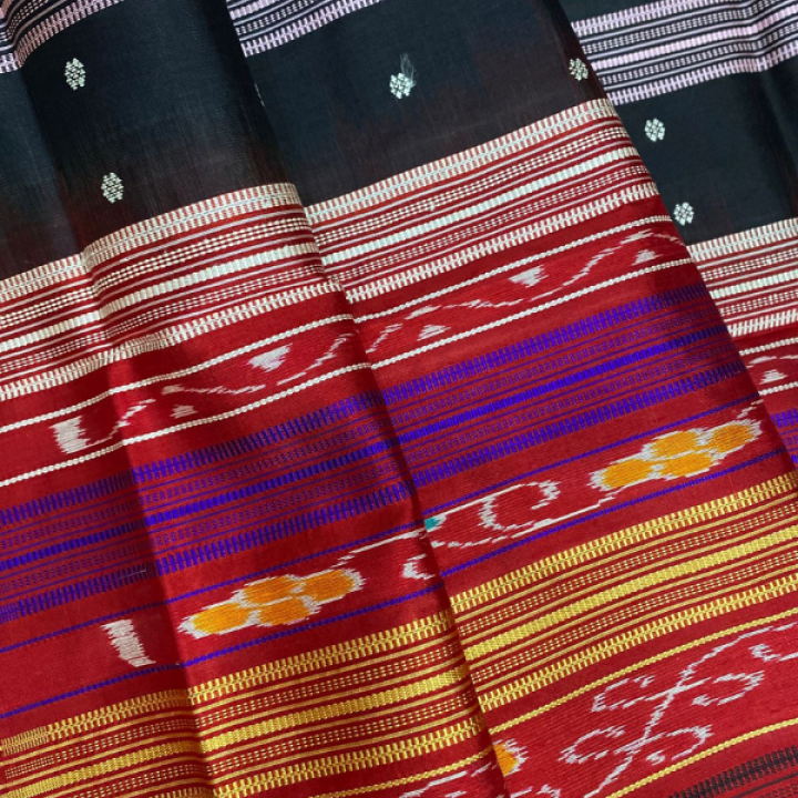 Double Aanchaal Berhampuri Silk Saree with Blouse Piece
