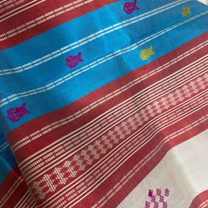 Double Aanchaal Berhampuri Silk Saree with Blouse Piece