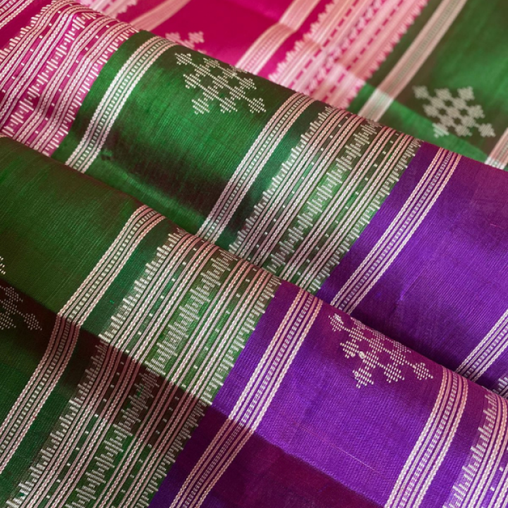 Berhampuri Double Palla Silk Saree