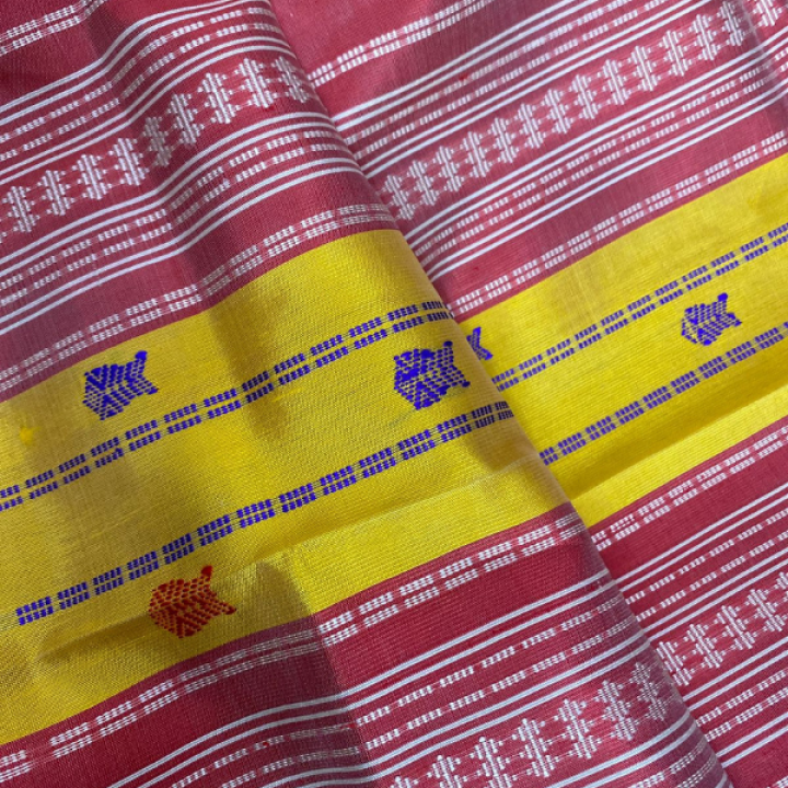 Double Aanchaal Berhampuri Silk Saree with Blouse Piece